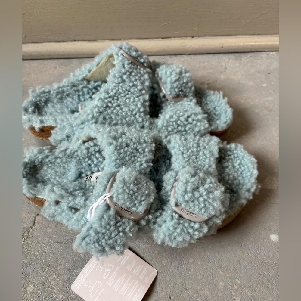 Papillio Soft Fuzzy Sandals in Light Blue